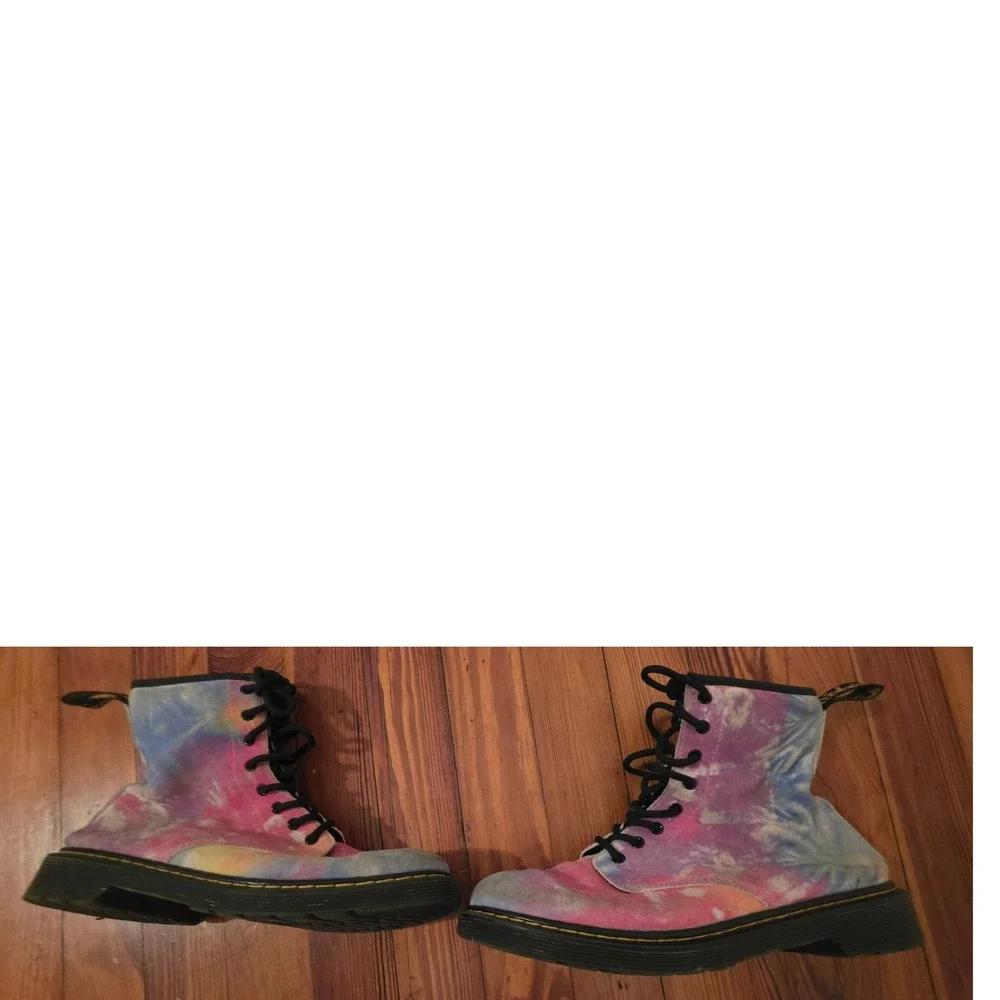 Dr. Martens 1460 Y Kids Tie Dye Suede Lace Up Side Zip Boots Multi Color Size 5M